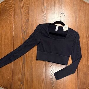Black Long Sleeve Crop Top